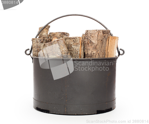 Image of Metal basket of firewood