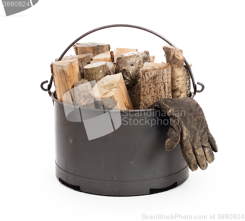 Image of Metal basket of firewood