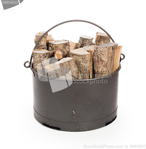 Image of Metal basket of firewood