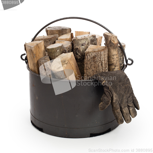 Image of Metal basket of firewood