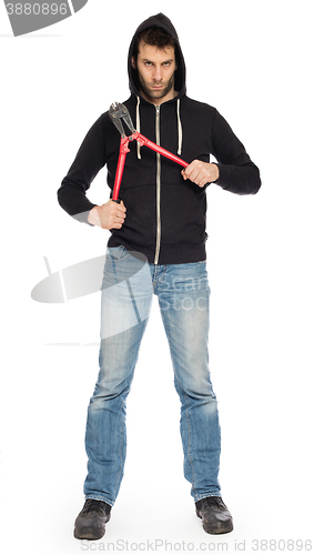 Image of Robber with red bolt cutters