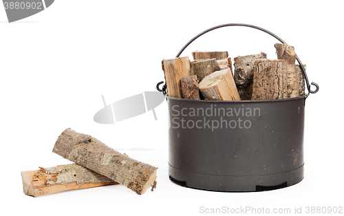 Image of Metal basket of firewood