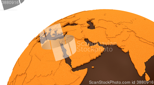 Image of Middle East on chocolate Earth