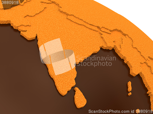 Image of India on chocolate Earth