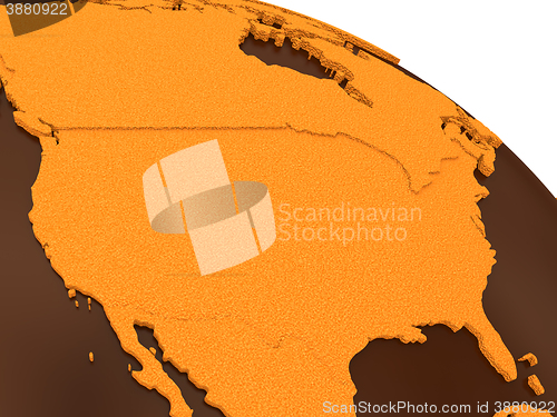 Image of USA on chocolate Earth