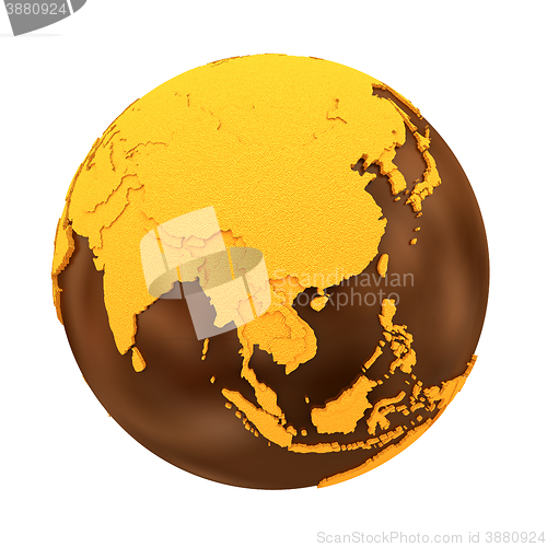 Image of Asia on chocolate Earth