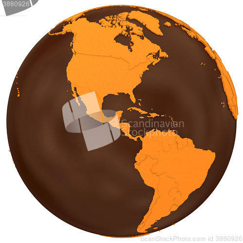 Image of Americas on chocolate Earth