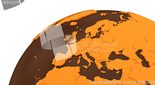 Image of Europe on chocolate Earth