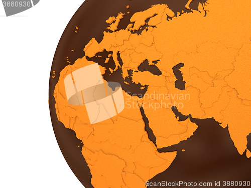 Image of Middle East on chocolate Earth