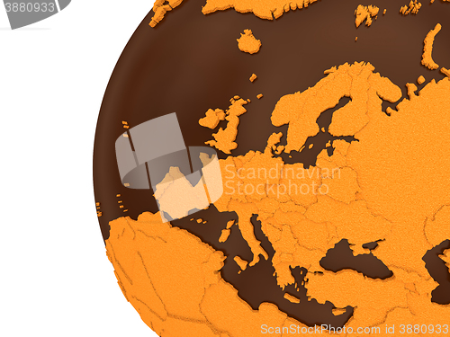 Image of Europe on chocolate Earth