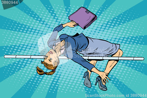 Image of businesswoman high jump