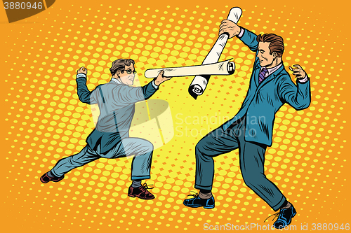Image of Businessmen fencing competition ideas