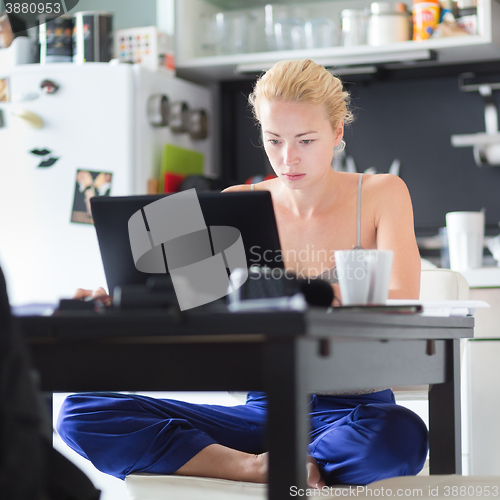 Image of Female freelancer working from home.