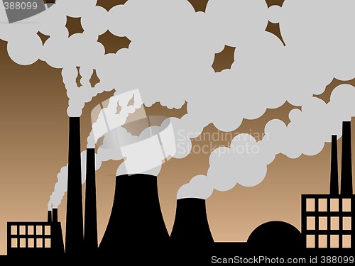 Image of vector illustration of a factory belching out pollution