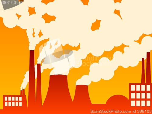 Image of vector illustration of a factory belching out pollution