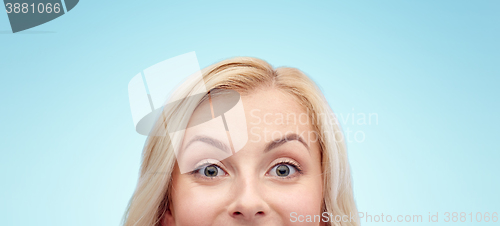 Image of happy young woman or teenage girl face