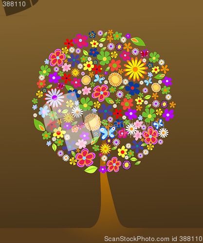Image of Colorful tree with flowers