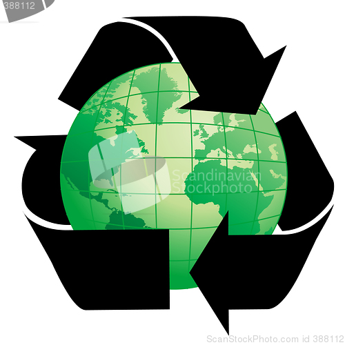 Image of Planet Earth with Recycle Symbol