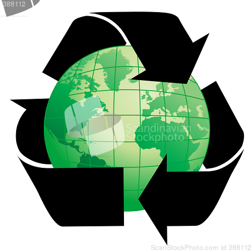 Image of Planet Earth with Recycle Symbol