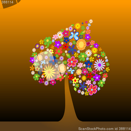 Image of Colorful tree with flowers