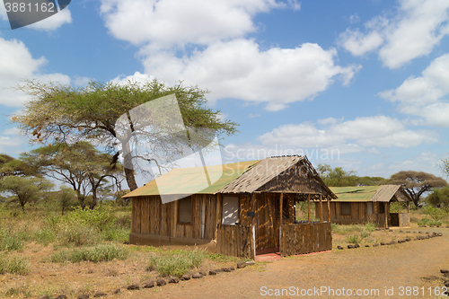 Image of Traditional african safari tourist lodge.