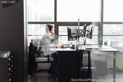 Image of Business woman working in corporate office.