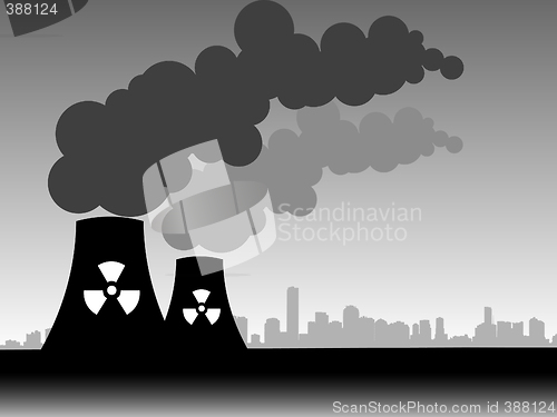 Image of vector illustration of a factory belching out pollution