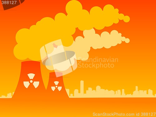 Image of vector illustration of a factory belching out pollution