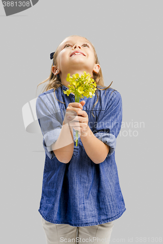 Image of Cute litle girl holdign flowers