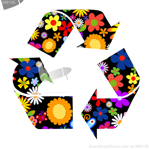 Image of Recycle signs with flowers
