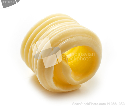 Image of butter curl on white background