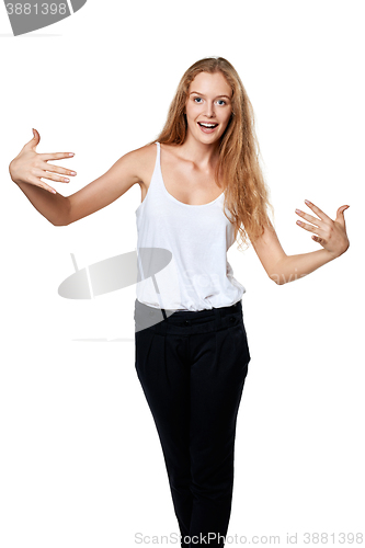 Image of Woman pointing at herself 