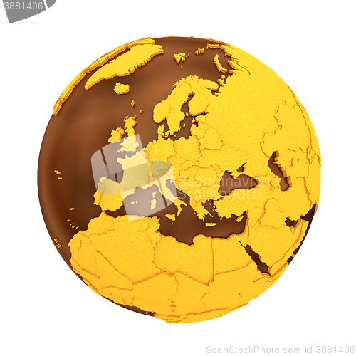 Image of Europe on chocolate Earth