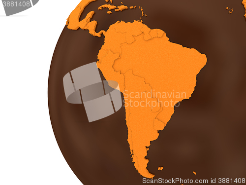 Image of South America on chocolate Earth