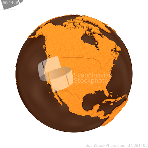 Image of North America on chocolate Earth