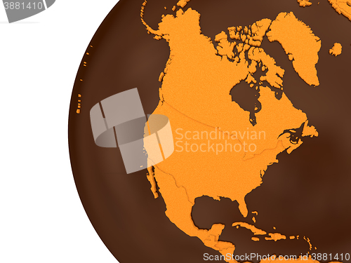 Image of North America on chocolate Earth