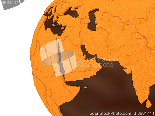 Image of Middle East on chocolate Earth