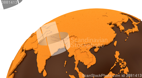 Image of Asia on chocolate Earth