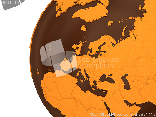 Image of Europe on chocolate Earth