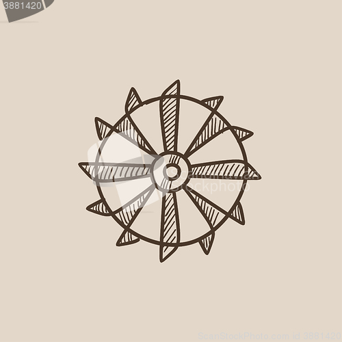 Image of Rotating cutting drum of coal machine sketch icon.