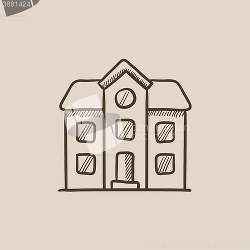 Image of Two storey detached house sketch icon.