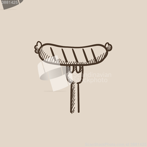 Image of Sausage on fork sketch icon.