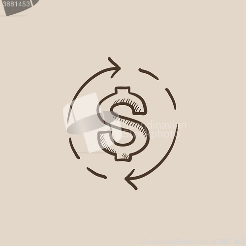 Image of Dollar symbol with arrows sketch icon.