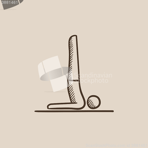 Image of Man practicing yoga sketch icon.