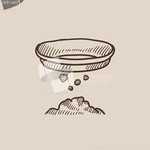 Image of Bowl for sifting gold sketch icon.