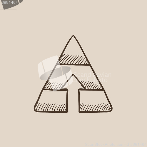 Image of Pyramid with arrow up sketch icon.