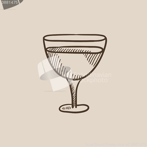 Image of Glass of wine sketch icon.