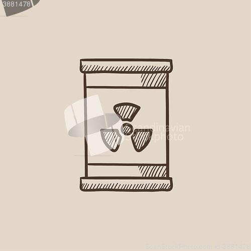 Image of Barrel with ionizing radiation sign sketch icon.