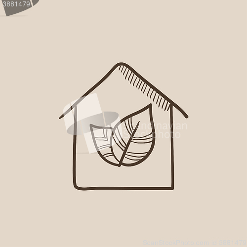 Image of Eco-friendly house sketch icon.