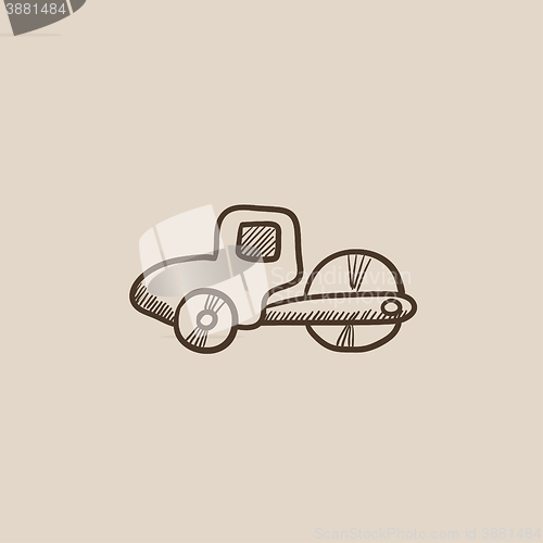 Image of Road roller sketch icon.